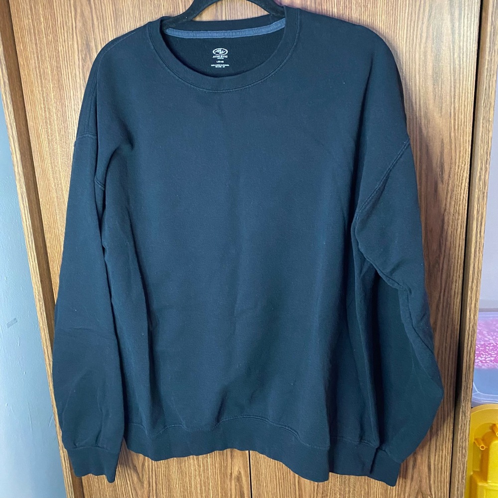Athletic Works Sweatshirt Mens Large Black Crewneck Pullover Basic